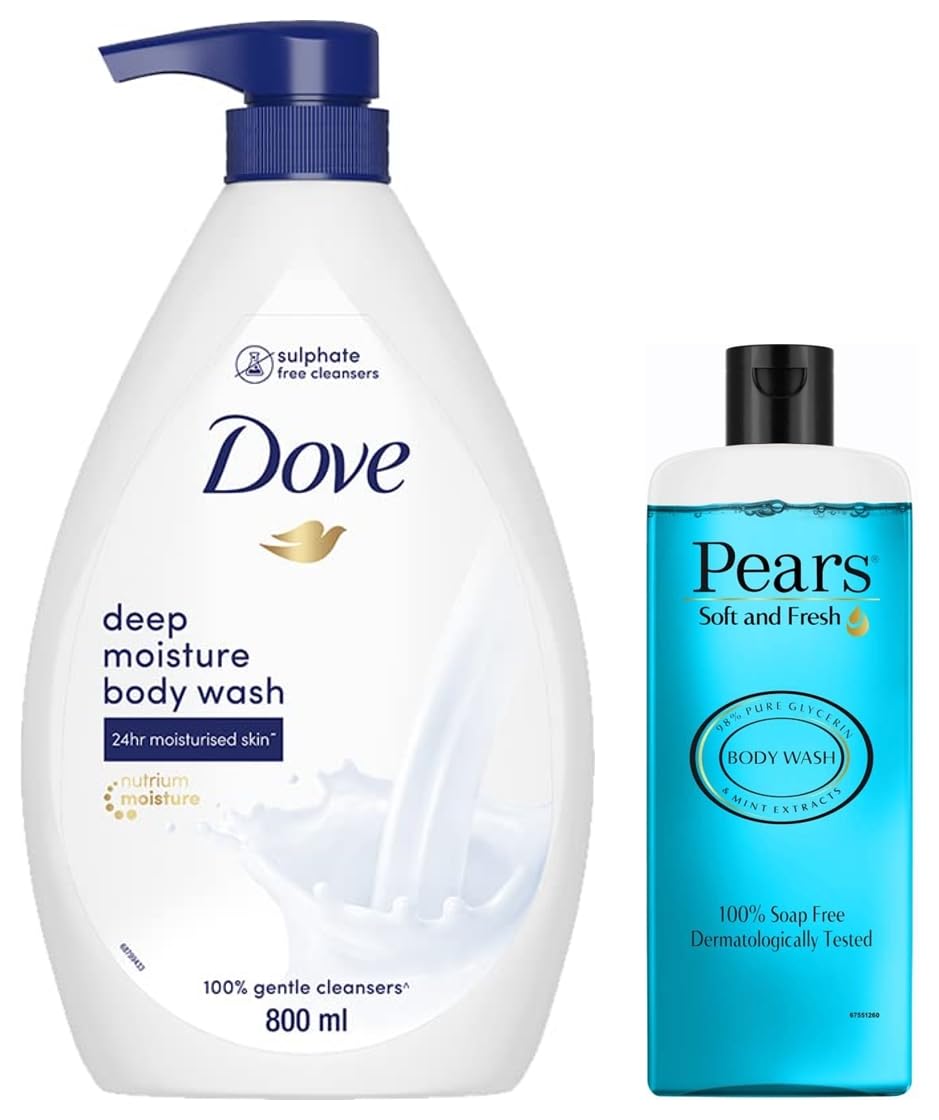 Pears Soft and Fresh Shower Gel, 250ml & Dove Deeply Nourishing Body Wash, 800 ml