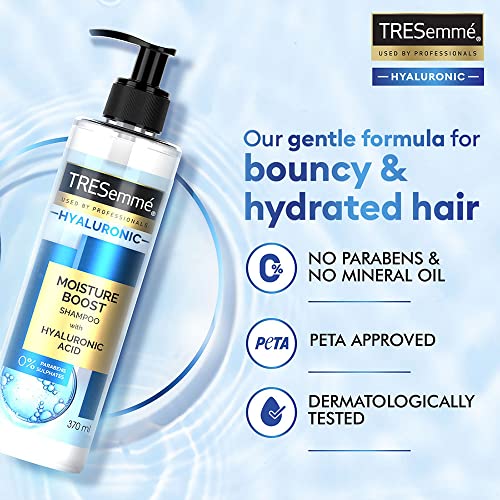 TRESemme HYALURONIC Moisture Boost Shampoo, with Hyaluronic Acid, Sulphate Free & Paraben Free, for Dry Hair, 370 ml