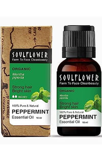 Soulflower Peppermint Essential Oil for Skin & Hair Growth, Hair Fall Control, Scalp |100% Pure & Natural Therapeutic Grade, Undiluted, Ecocert Cosmos Organic Certified, Mentha Piperita |10ml