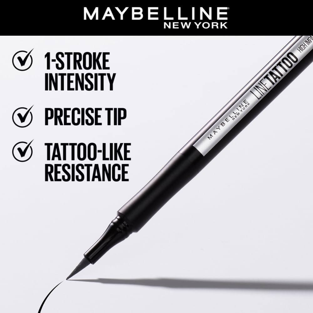 Maybelline New York Eyeliner, Intense Eyeliner, Black & Maybelline New York Matte Lipstick, Intense Colour, Keeps Lips Moisturised, 660 Touch of Spice, Color Sensational Creamy Matte Lipstick, 3.9g