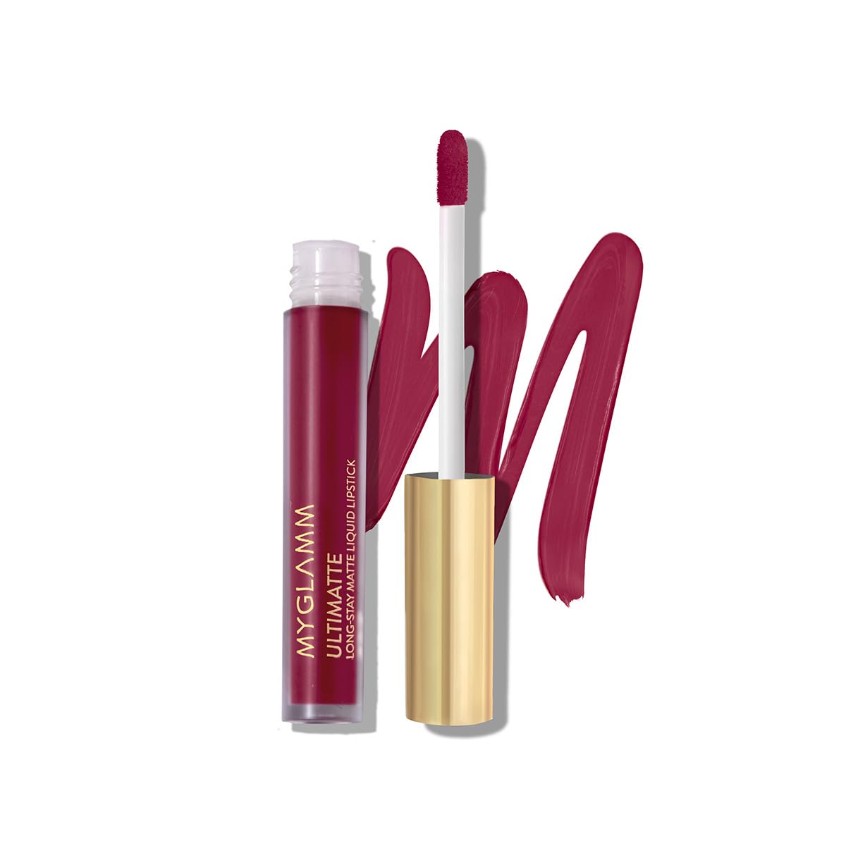 MyGlamm Ultimatte Long Stay Matte Liquid Lipstick - Berry Charmer (Wine) | Long Lasting Lipsticks for Women with 8hr Stay | No-Smudge & Waterproof | Intense Colour | Moisturising Formula | 2.5ml