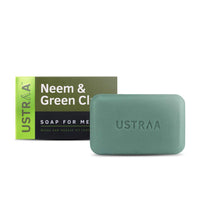 Ustraa Neem & Green Clay Soap For Men - 100 gm - Pack of 8 | Detox & Oil Control | Cleansing with Lasting Fragrance | Rich & Intense Foam | For All Skin Types