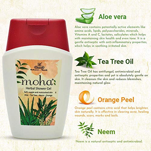 moha: Herbal Shower & Body Wash Gel with Aloe, Tea Tree, Neem and Orange for Soft Supple and Moisturised Skin - 100ml (Pack of 1)