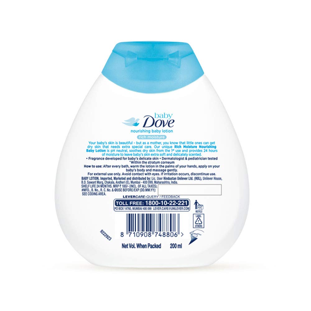 Baby Dove Rich Moisture Shampoo, 200Ml And Rich Moisture Lotion - White