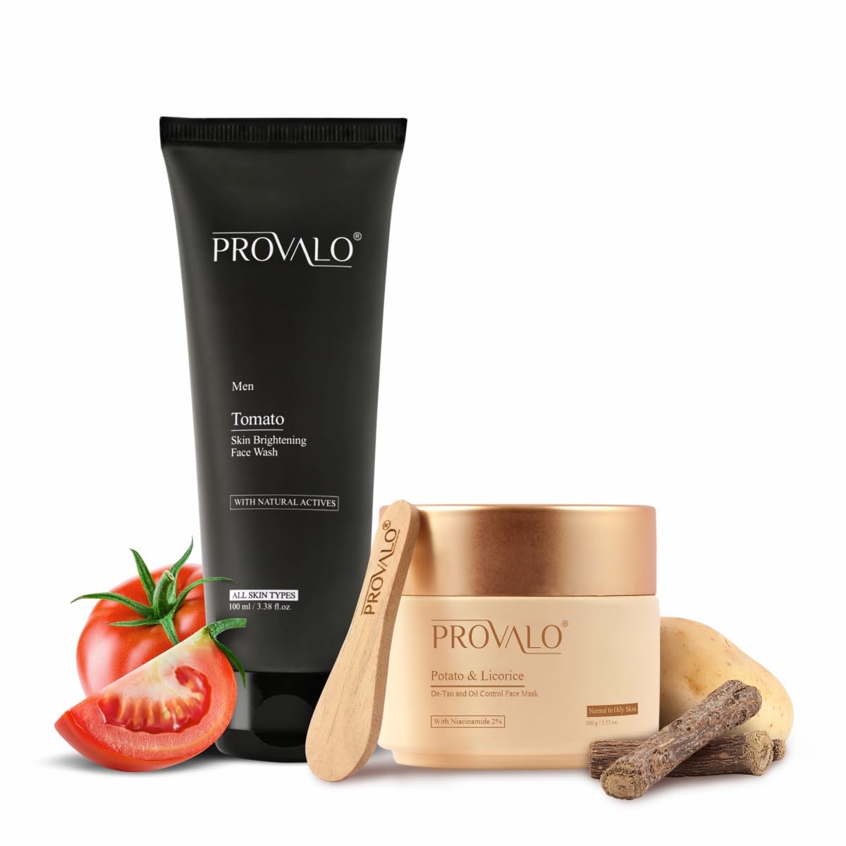 Provalo Men Care Combo - Tomato Natural Face wash 100ML And Potato Face Mask 100ML | Skin, De Tan, Oil Control and Pigmentation | For Oily, Acne Prone and Dry Skin