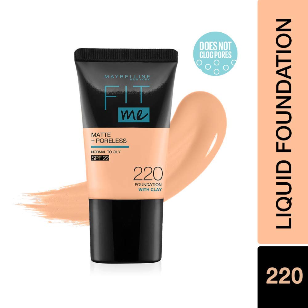 Maybelline New York Fit Me Matte+Poreless Liquid Foundation Medium Coverage For Oily Skin Powder Tube,220 Natural Beige,18Ml,128 Warm Nude,Pack Of 1