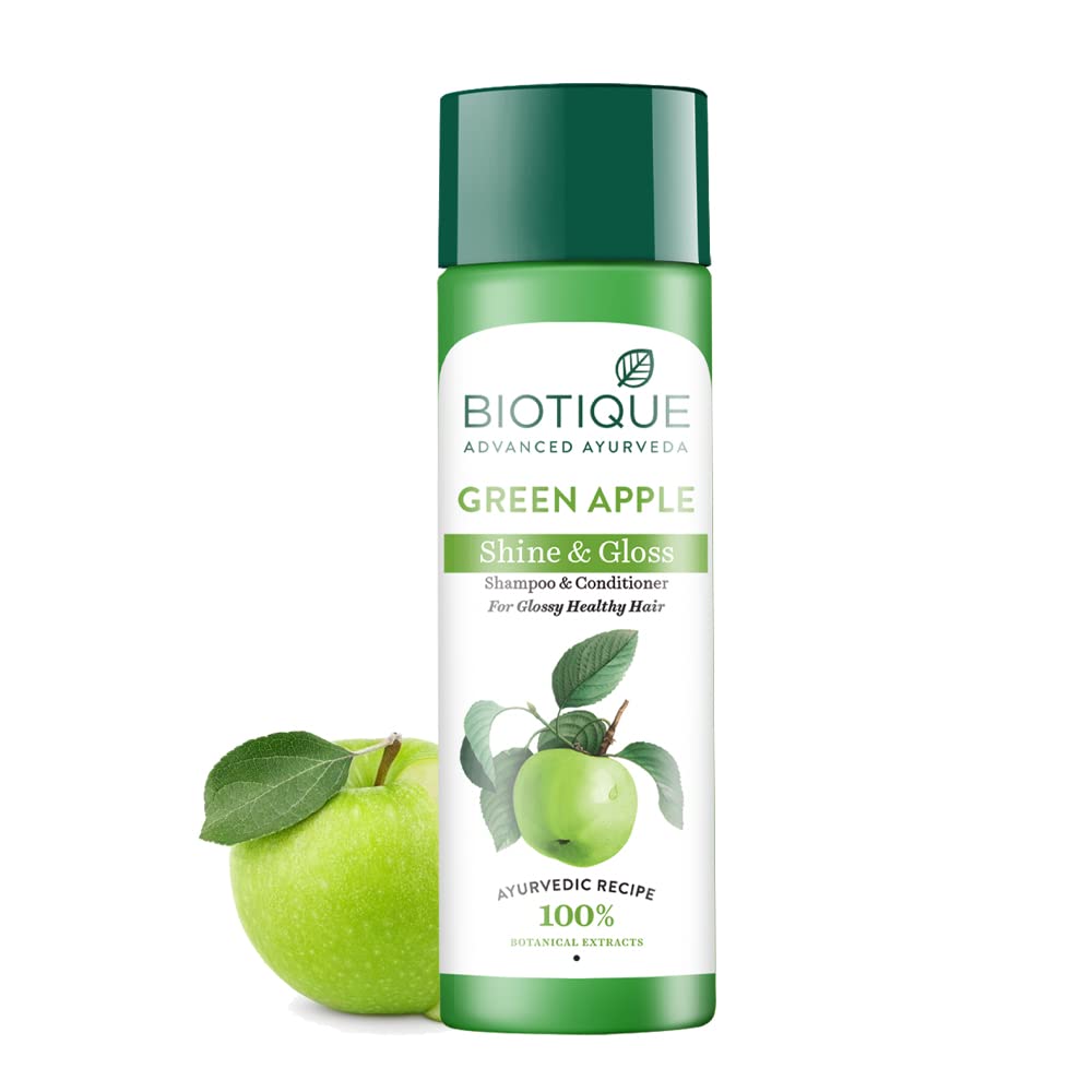 Biotique Bio Fruit Whitening/Brightening Lip Balm, 12g & Biotique Green Apple Shine & Gloss Shampoo & Conditioner For Glossy Healthy Hair, 190 ml