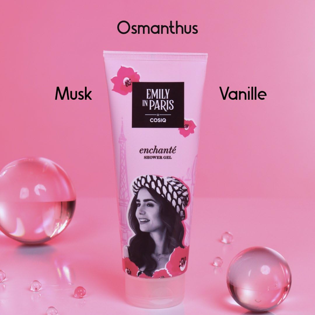Cos-IQ Emily In Paris Body Wash for Women, 24/7 Shower Fresh with Long Lasting Scent | Emily's Enchante Collection | Glowing Skin, Paraben Free & 100% Soap Free | Floral Woody Musk Scent | 200ml