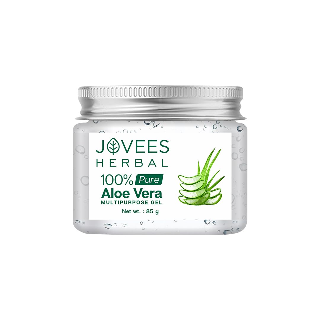 Jovees Herbal 100% Pure Aloe Vera Multipurpose Gel For Face, Skin & Hair | Aloe Vera Gel For Hydrates, Moisturized & Even Tone Skin | Suitable For Men & Women- 85g