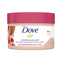 Dove Body Polish Exfoliating Scrub, Moisturizing Shea Butter and Pomegranate Seeds | Nourishes & Conditions Soft Skin | Sulphate Free, 298gm.