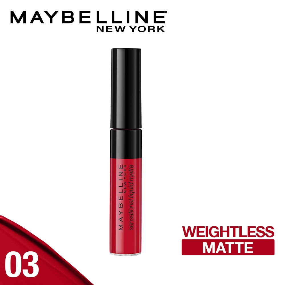 Maybelline New York Colossal Kajal, Black, 0.35G And Maybelline Sensational Liquid Matte Lipstick, Flush It Red, 7 ml