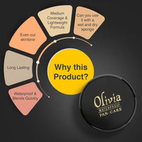 Olivia Pan Cake 100% Waterproof Foundation & Makeup Concealer | Long-Lasting Sweatproof Base Makeup | Smudge-Proof, Paraben-Free Formula | For All Skin Types | Bronze Glow - 22 | 25g