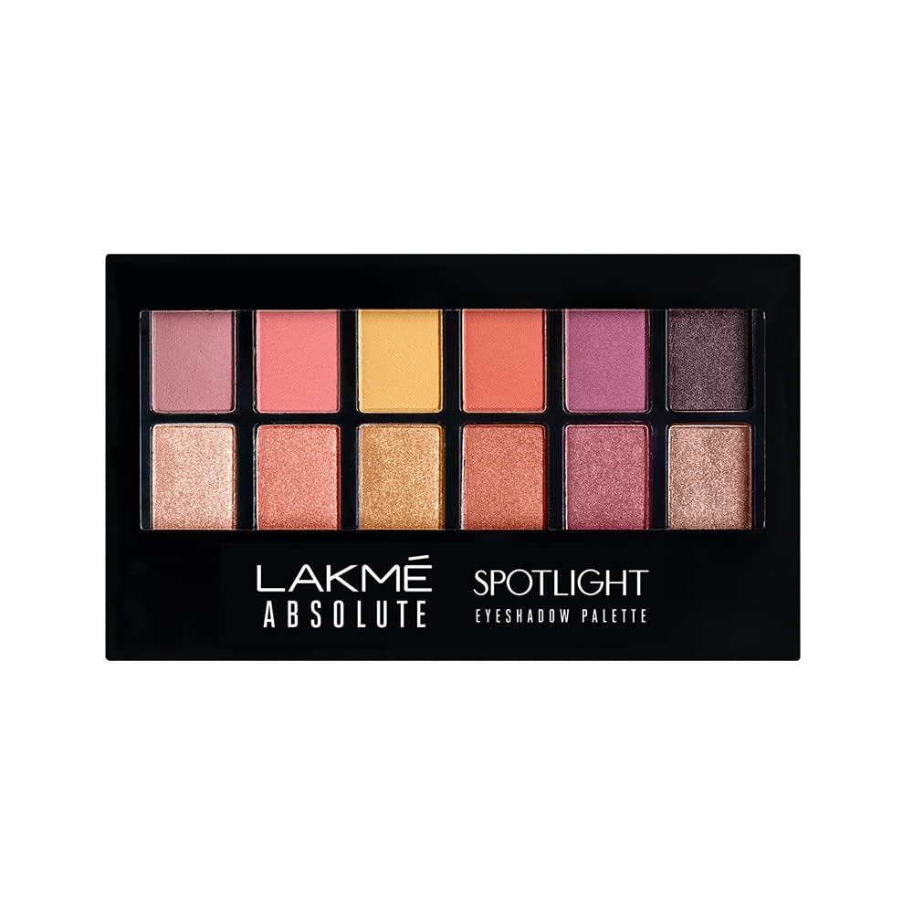 Lakmé Absolute Spotlight Shimmery Eye Shadow Palette, Sundowner, 12 G, Assorted