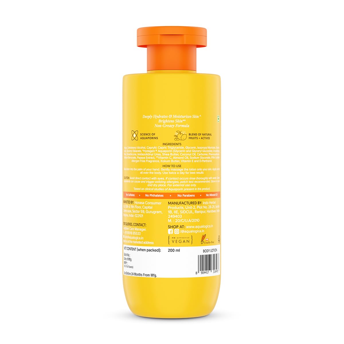 Aqualogica Glow+ Silky Body Lotion for 24-Hour Moisturization with Papaya & Vitamin C- 200 ml | Hydrates & Nourishes | Non-Sticky | For Normal to Dry Skin