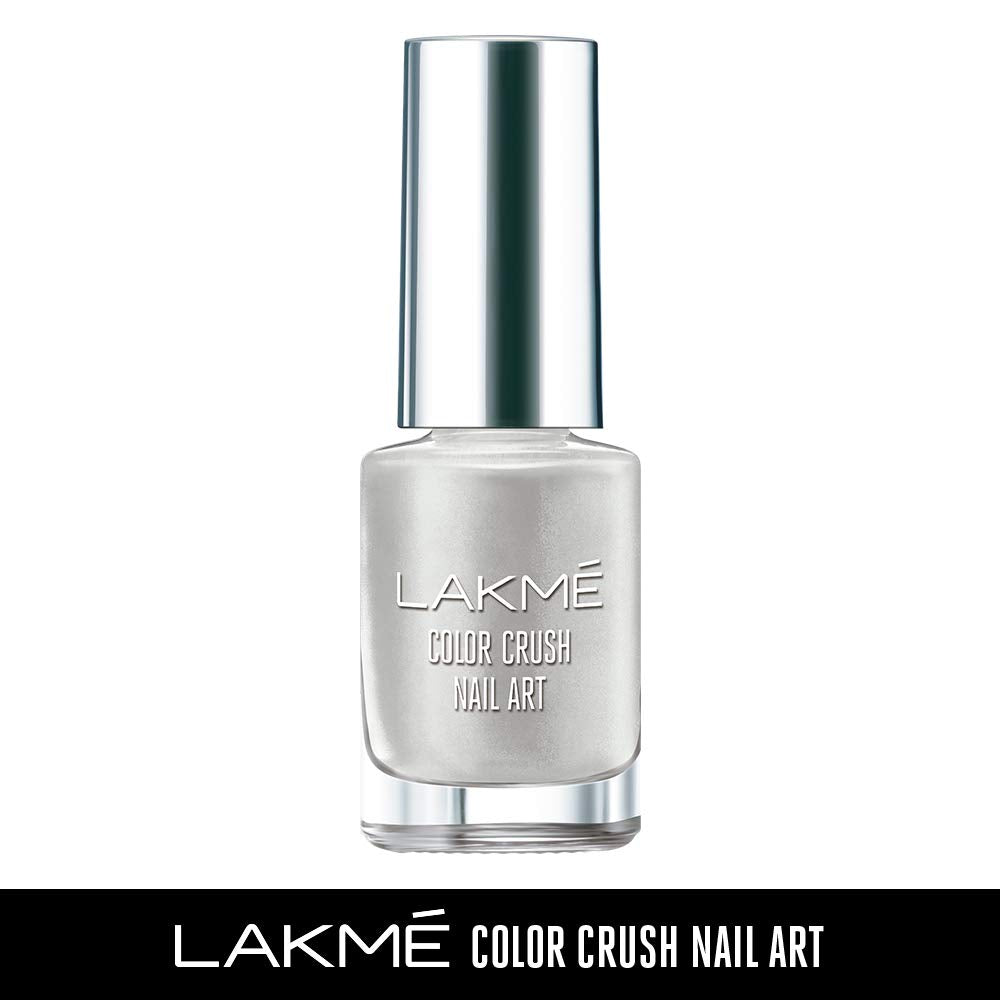 Lakmé Nail Color Remover, 27Ml & Lakmé Color Crush Nailart, M11 Classic Silver, 6 Ml