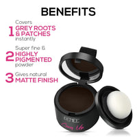 RENEE Cover-Up Hair Powder- Brown, Helps Cover Grey Roots & Bald Spots Instantly, Highly Pigmented, Fuller and Denser, Long-Lasting & Matte Finish, Fine Powder for Flawless Application, 4gm