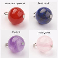 FASHEWELRY 100Pcs Natural Mixed Round Gemstone Pendants Healing Crystal Chakra Dangle Ball Stone Charms for Jewelry Making Hole: 2mm Mixed Color-Ball-Random*