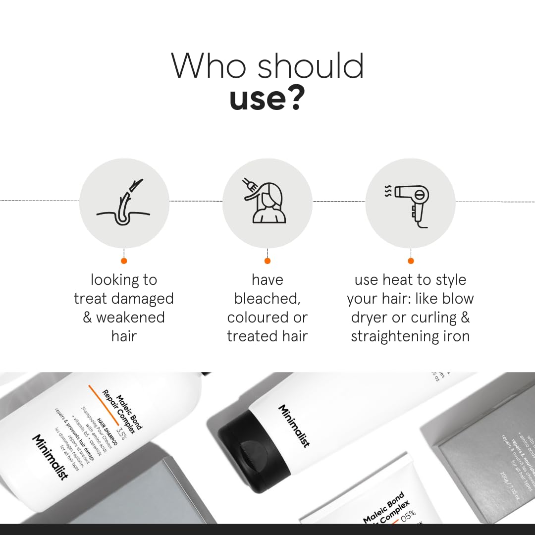 Minimalist Maleic Bond Repair Hair Care Gift Set | Hair Serum, Shampoo, Mask Trio