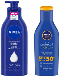 NIVEA Body Lotion for Very Dry Skin, 600 ml & NIVEA Sun Lotion, SPF 50, with UVA & UVB Protection, Water Resistant Sunscreen for Men & Women, 75 ml