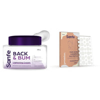 Sanfe Back & Bum Cream for Dark Spots and Body Acne Glycolic Acid Lactic Acid & Urea 11% AHA & Maximum Exfoliation Remove Dead Skin for Women 100gm Promise Face Acne Pimple Patch