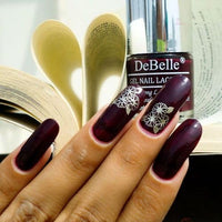DeBelle Gel Satin Finish Nail Polish Glamorous Garnet (Dark Maroon), 8 Ml - Enriched With Natural Seaweed Extract, Cruelty Free, Toxic Free