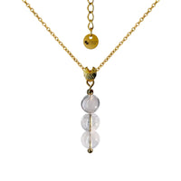 White Crystal Necklace, Gold Necklace for Women, Angel Wing Pendant and Delicate 6MM Ball Beads Handcrafted Pendant, Birthstone Gemstone Necklace for Women, April gift of Healing Soul Necklace White Quartz