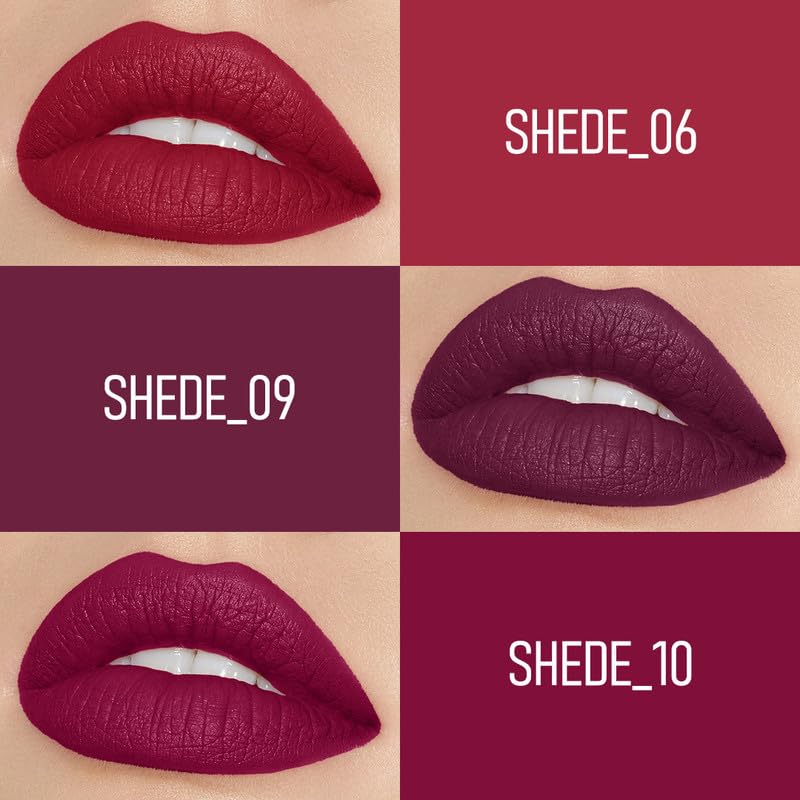 FLiCKA Tomato Bullet Matte Lipstick (Pack Of 3) | Hydrating, Moisturizing, Upto 6Hrs Long Lasting| Transfer & Smudge Proof Lipsticks For Women, Shade - 07