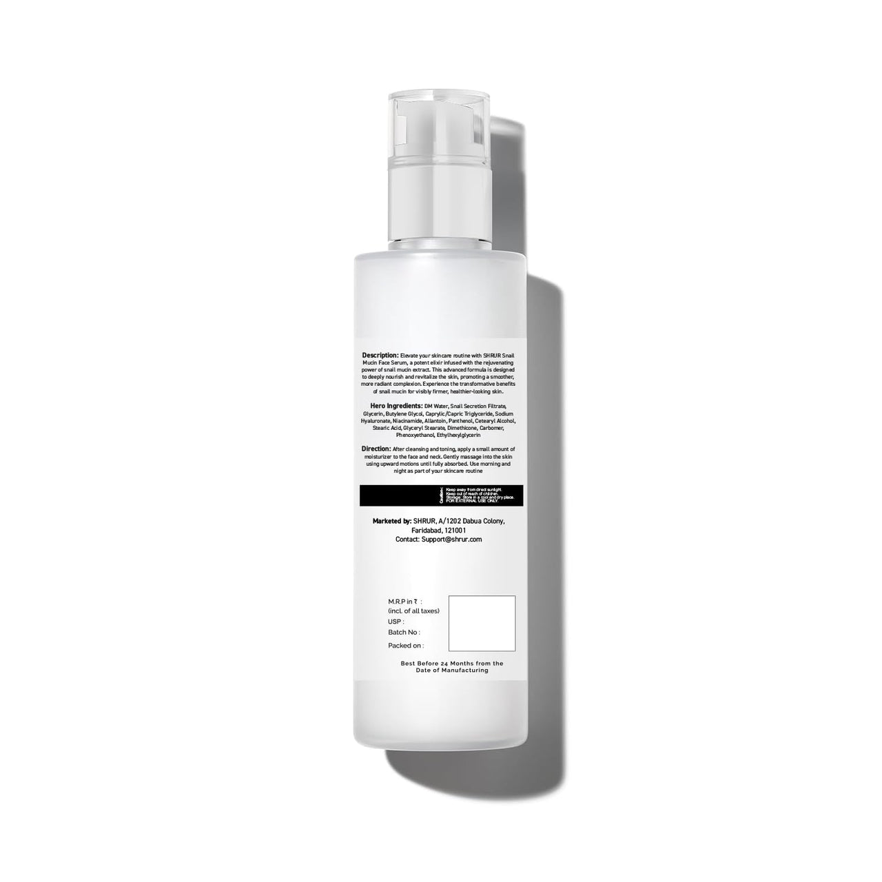 Shrur Snail Mucin 96 Power Repairing Essence, Hydrating Serum for Face, formulated with Snail Secretion Filtrate to Address Dull Skin & Fine Lines Korean Skincare - 50 ml