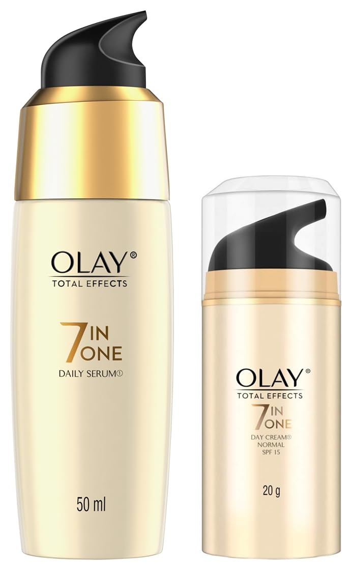 Olay Serum Total Effects 7 in 1, Anti-Ageing Smoothing Serum, 50 ml & Olay Day Cream Total Effects 7 in 1, Anti-Ageing SPF 15, 20g