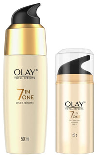 Olay Serum Total Effects 7 in 1, Anti-Ageing Smoothing Serum, 50 ml & Olay Day Cream Total Effects 7 in 1, Anti-Ageing SPF 15, 20g