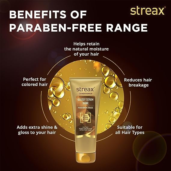 Streax Glossy Serum Shine Unscented Hair Conditioner For Women & Men| For Dull & Dry Hair| With Silicon Actives For Shiny Hair And Frizz Control| Paraben Free - 240Ml,1 Count