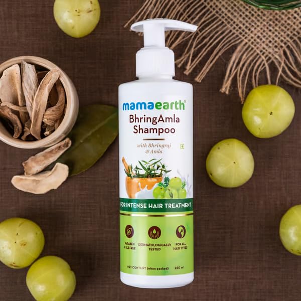 Mamaearth BhringAmla Shampoo for dry & frizzy hair with Bhringraj & Amla for Intense Hair Treatment – 250 ml