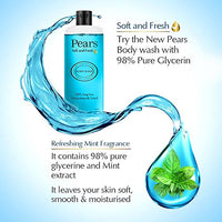 Pears Soft and Fresh Body Wash 250 ml, 98% Pure Glycerin, Liquid Shower Gel crafted with Mint Extracts for Refreshed Skin, No Paraben & 100% Soap Free (Pack of 3)