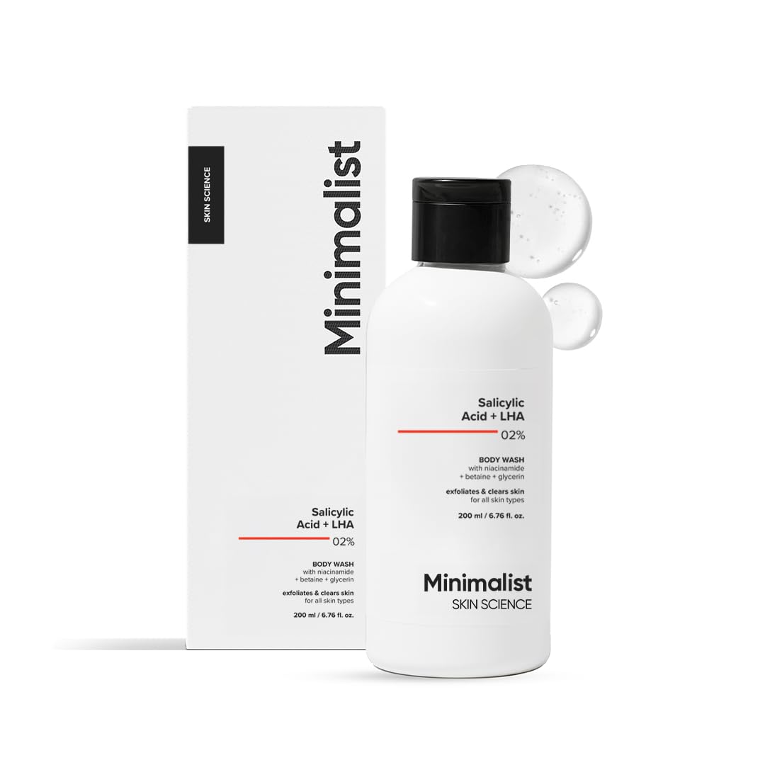 Minimalist 2% Salicylic Acid + LHA Body Wash | For Body Acne, Un-even, Rough & Bumpy Skin | Sulphate (SLS), Dye, & Fragrance Free | Shower Gel For Women & Men | 200 ml
