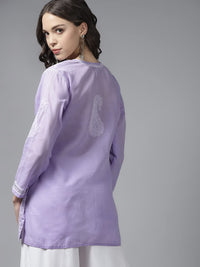 Ada Women's  Hand Embroidered Lucknowi Chikankari Cotton Straight Short Top Kurti A178625