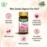Zandu Vigorex For Her: A Daily Energizer |100% Natural,Authentic & Safe ingredients| Her Secret Remedy for Vigour and Vitality (Pack of 60 capsules)