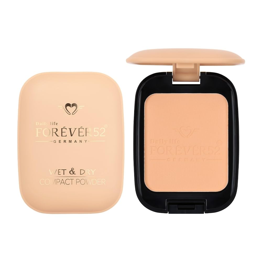 Forever52 Daily Life Dual Wet and Dry Compact + Makeup Setting Powder (Sand - 005,12g)|Matte Finish|Lightweight|Long Lasting|Enriched With Vitamin E|Vegan, Beige