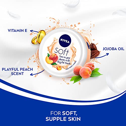 NIVEA Soft Playful Peach, Light Moisturizer Cream 200 ml & NIVEA Soft Berry Blossom, Light Moisturizer for Face, Hand & Body, 200 ml