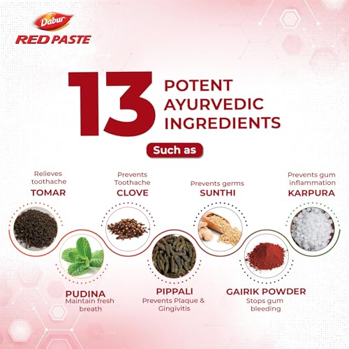 Dabur Red Toothpaste - 750g (250gx3) Special Edition Pack |Fluoride Free |Helps in Bad Breath Treatment, Cavity Protection, Plaque Removal | For Whole Mouth Health | Power of 13 Potent Ayurvedic Herbs
