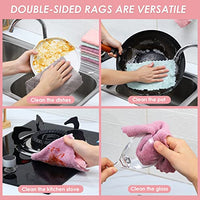 Rachan 11Pack Kitchen Dish Cloths, Reusable Dish Towels, Nonstick Oil Washable Fast Drying, Super Absorbent Coral Velvet Cleaning Cloths for Cleaning Tableware, Kitchen, Bathroom (Pink - green10 x 6