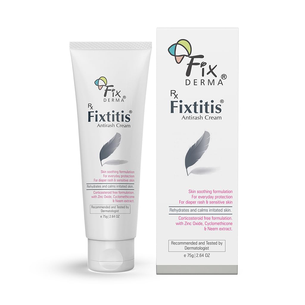 Fixderma 15% zinc oxide Fixtitis Anti Rash Cream | Diaper rash cream for baby | Softening the Rough Skin, Soothing and Healing | Rash Cream for Sensitive Skin - 75 gm