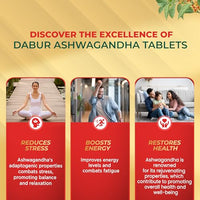 Dabur Ashwagandha Tablets - 60 tabs | General Wellness Tablets | Stress Relief | Rich in Antioxidants | Immunity Booster | Rich in Antioxidants | Rejuvenates Body