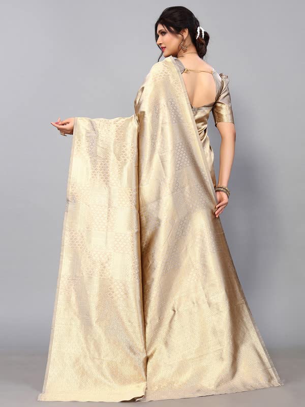 Satrani Women's Jacquard Poly Silk Saree With Unstitched Blouse Piece