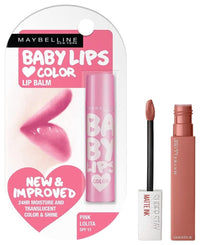 Maybelline New York Super Stay Matte Ink Liquid Lipstick, 65 Seductress, 5ml And Maybelline New York Baby Lips Lip Balm, Pink Lolita, 4g