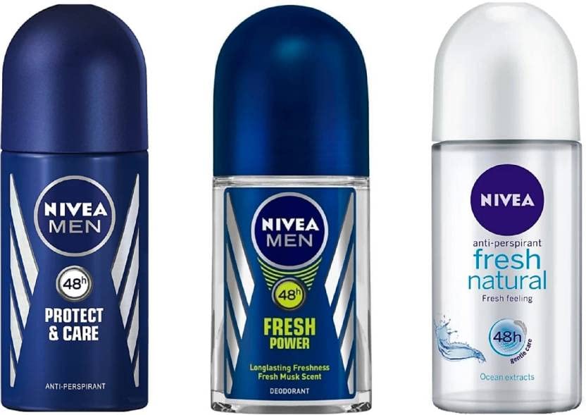NIVEA PROTECT CARE, FRESH POWER, FRESH NATURAL #471 Deodorant Roll-on - For Men & Women (50 ml, Pack of 3)