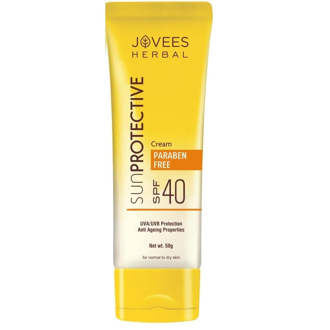 Jovees Herbal Sun Protective Sunscreen SPF 40 | Lightweight, Quick Absorbing and Oil Free - UVA/UVB Protection | Normal to Dry Skin Type | Paraben & Alcohol Free 50g