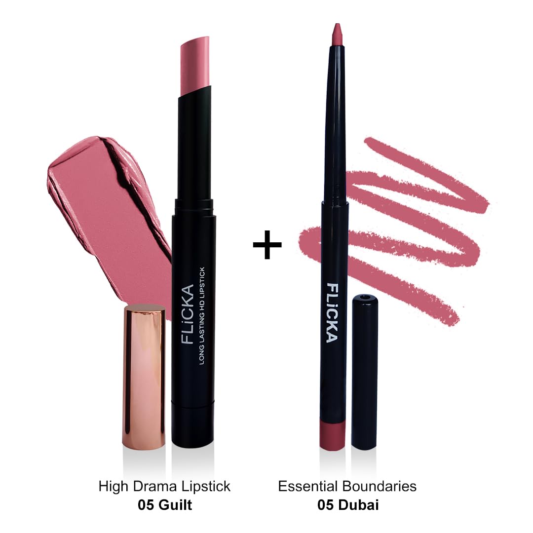 FLiCKA High Drama Matte Lipstick Guilt & Lip Liner Dubai Combo | 05
