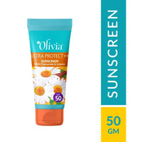 Olivia Sunscreen SPF 50 with UVA, UVB Protection | Sunscreen SPF50 for Oily Skin | No White Cast | Ultra Protect++ Lightweight Sun Screen for Summer | Unisex Body Lotion for Glowing Skin | 50g