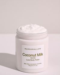 Murshmallow Coconut Milk & Vanilla Luxe Body Scrub / Polish 350gm | With Lactic Acid, Hyaluronic & Niacinamide | Anti-cellulite & Anti-Wrinkle| Remove Tan & Dead Skin | Deep Exfoliating Scrub for Hydrating & Brightening Skin | Men & Women