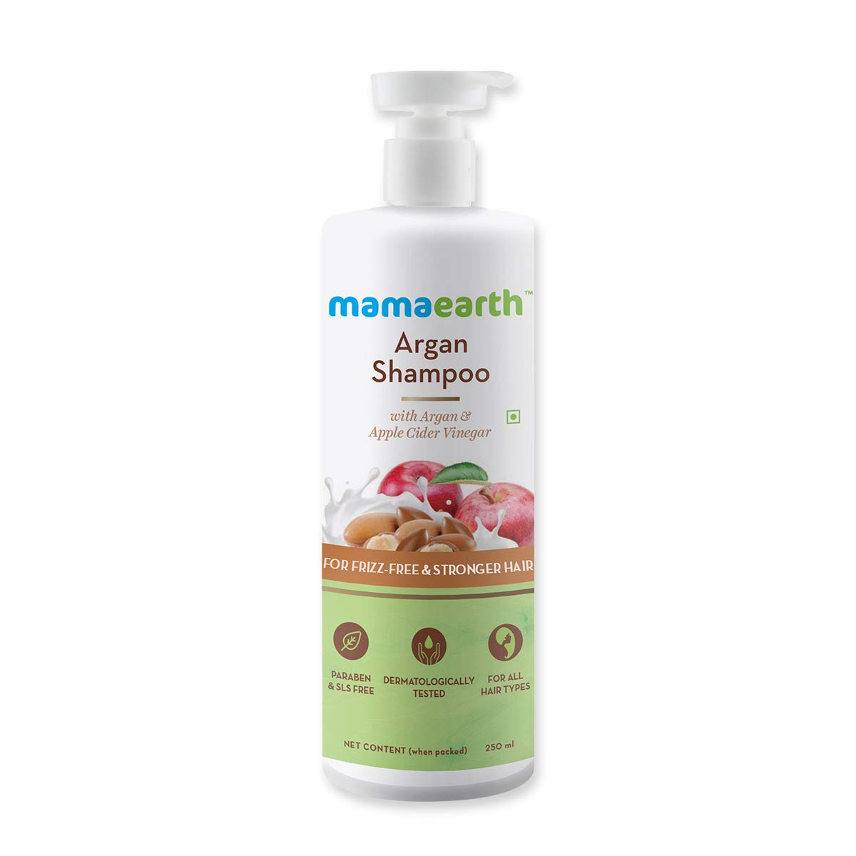 Mamaearth Argan Shampoo with Argan and Apple Cider Vinegar for Frizz-free and Stronger Hair | Reduces Split Ends & Frizz | Repairs Damaged Hair | For Men & Women | 250 ml
